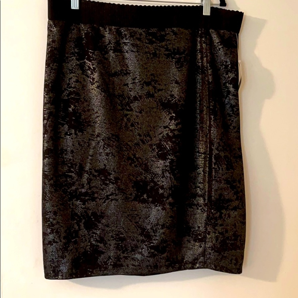 Black Midi Knee Length Skirt with Silver Shimmer